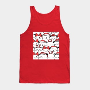 Christmas Kittens Red Antlers Bows Santa Cap Tank Top